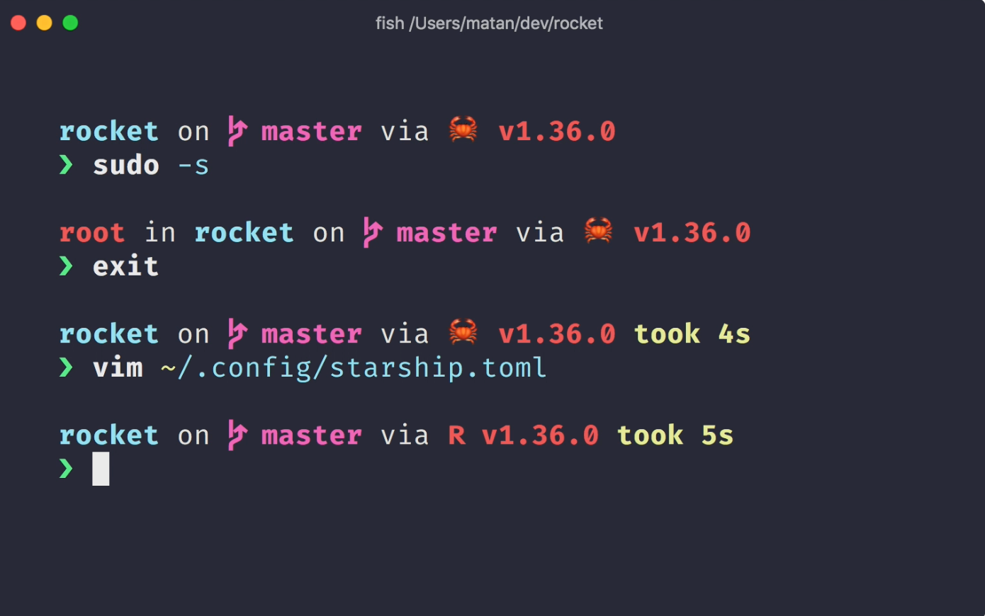 ZSH 쉘을 위한 Starship 테마